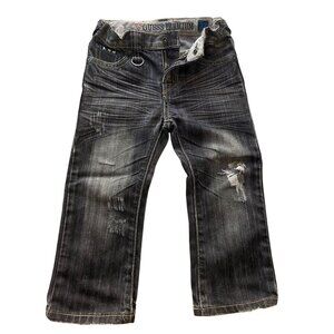 Guess Premium Cliff Relaxed Boot Jeans Toddler Boys Sz 2T Dark Distress Studded